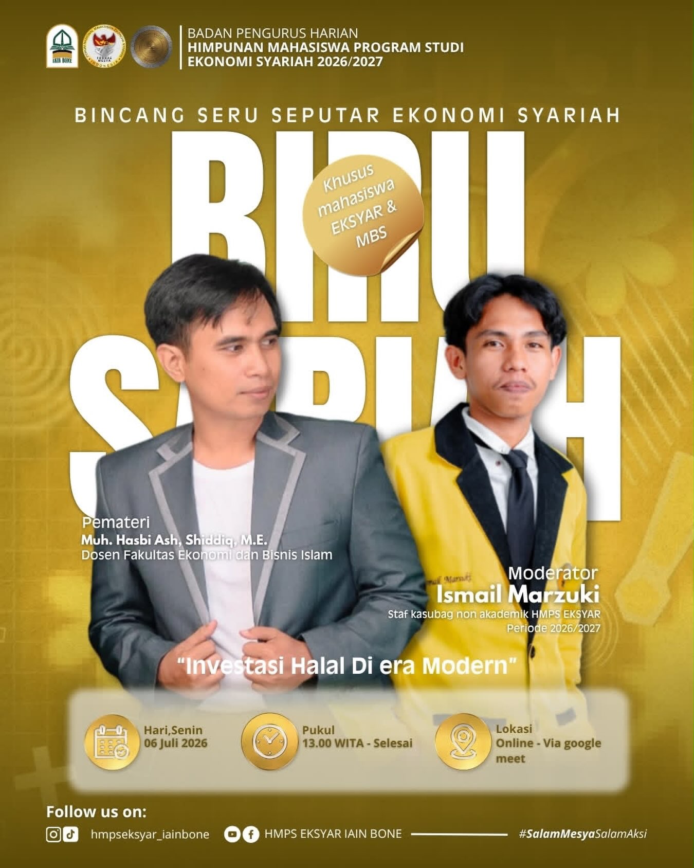 Biru Seriah HMPS Sharia Economics Raises the Theme of Halal Investment in the Modern Era